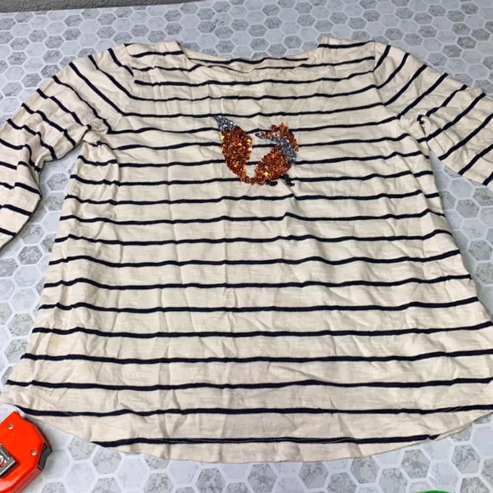 Talbots Medium Striped Sequin Fox Blouse